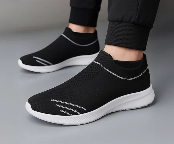 Zapatillas sin cordon negro rayas Zapatillas sin cordón