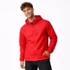 Chaqueta rompevientos impermeable para hombre color rojo, ligera, cómoda y resistente al viento para estilo urbano y uso diario.