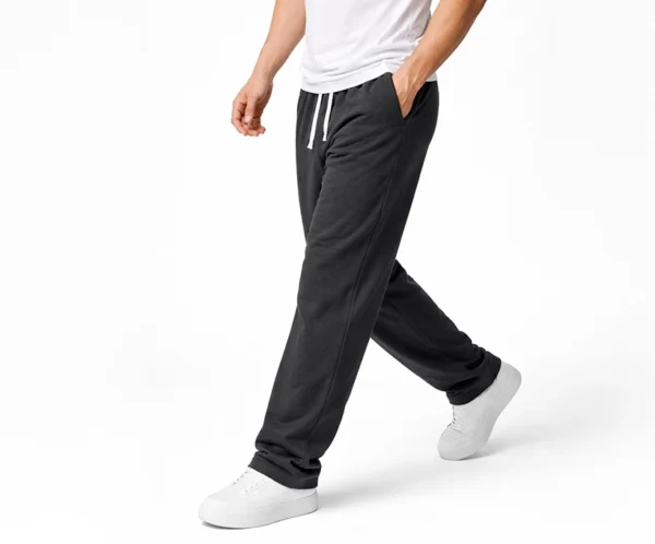 Pantalón sudadera de algodón para hombre color gris oscuro con bota recta y diseño cómodo de estilo urbano premium.