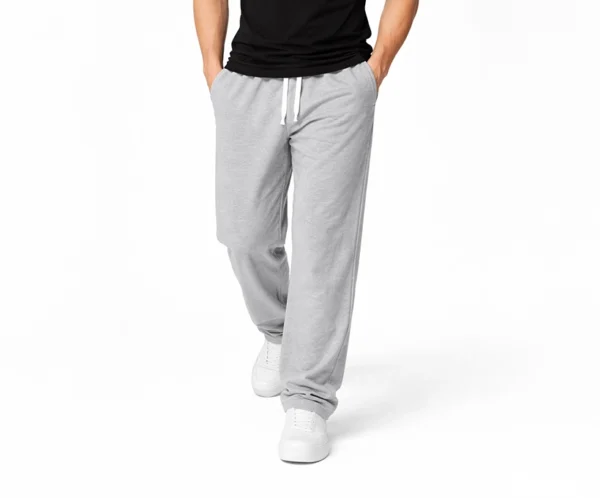 Pantalón sudadera de algodón para hombre color gris con diseño de bota recta y ajuste cómodo estilo urbano premium.